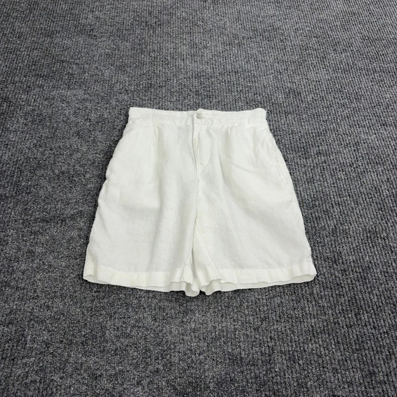 Tahari Pants - Tahari Shorts Womens S White Linen Pleated Elastic Back Casual Summer Beach